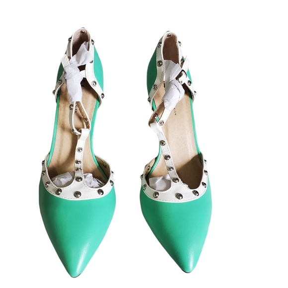 NEW IN BOX Boston Design Studios Women's Heels Studded Pumps Mint Size 8.5 - Picture 13 of 15